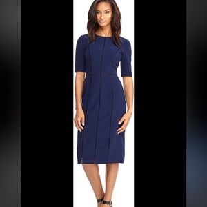 Maggy London navy sheath dress elbow sleeves size 16